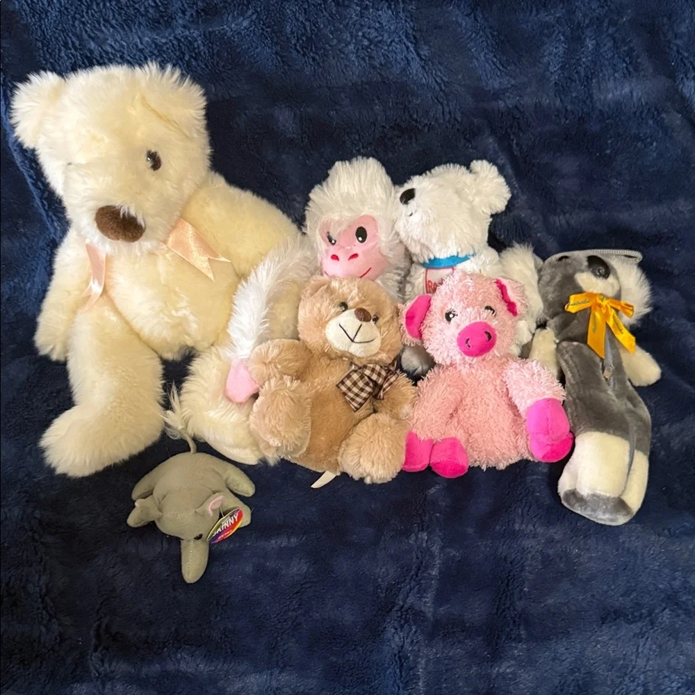 Plush Animal Toy Set - Cream, Pink, Gray